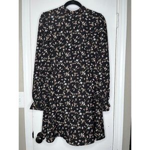 Abound Black Floral Long Sleeve Dress Size Large